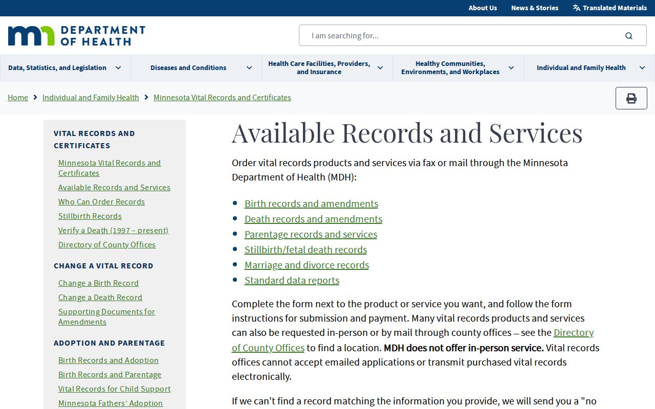 Farmington residents directory Minnesota birth record application instructions
