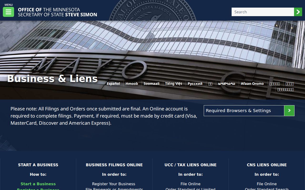 Farmington residents directory Minnesota Secretary of State business search