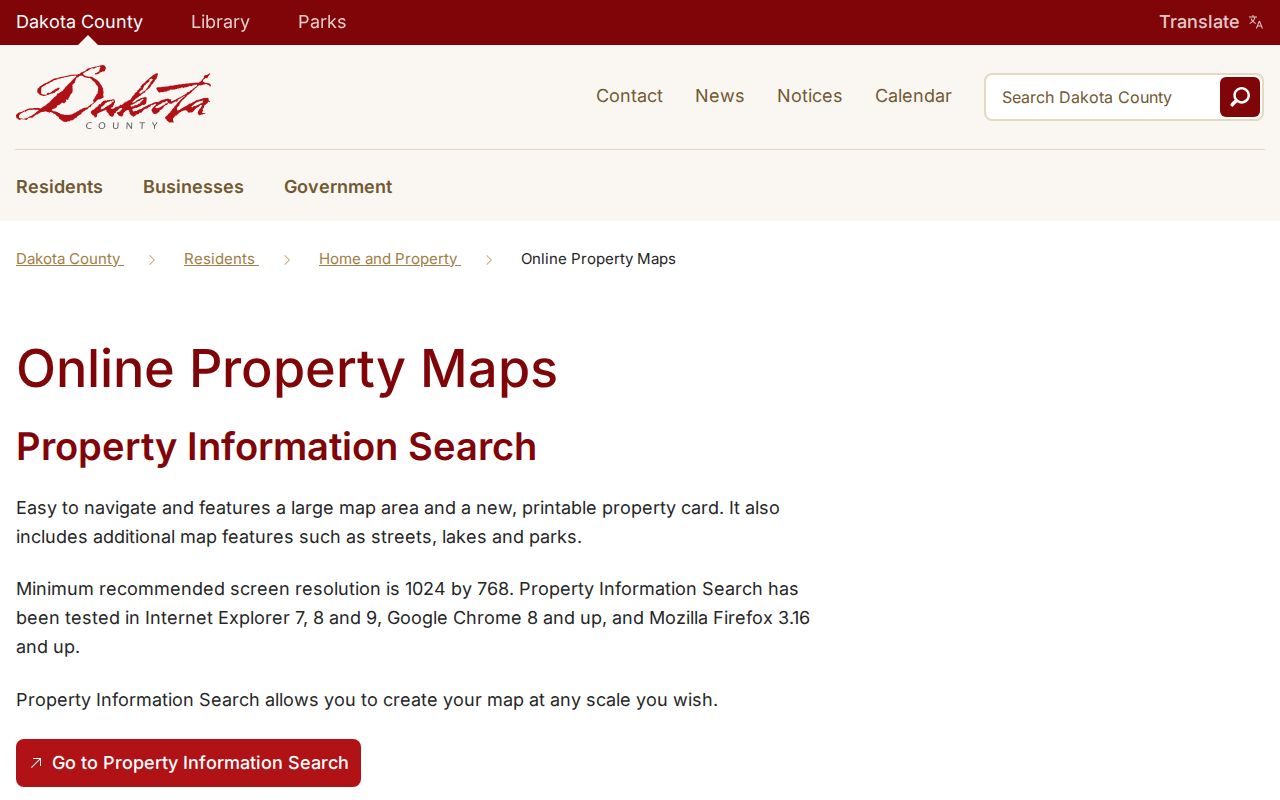 Farmington street directory Dakota County online property maps resource page