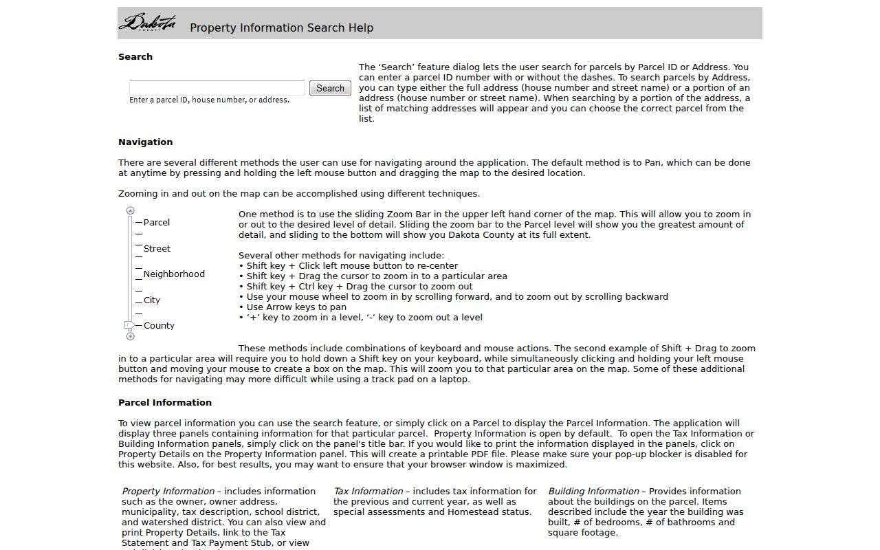 Farmington street directory property map help with parcel search and information panels